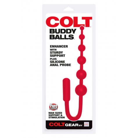 Красный анальный стимулятор COLT BUDDY BALLS - 18,5 см.