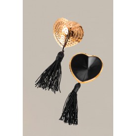 Золотистые пэстис Hearts With Tassels в форме сердец с кисточками