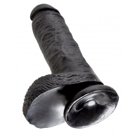 Чёрный фаллоимитатор 8" Cock with Balls - 21,3 см.