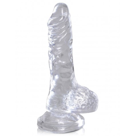 Прозрачный фаллоимитатор King Cock Clear 4" Cock with Balls - 12,7 см.