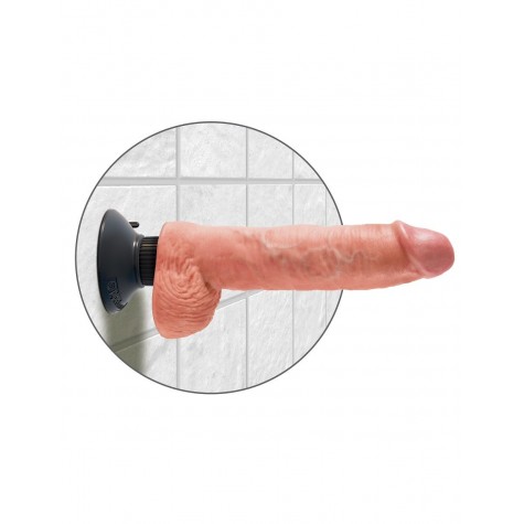 Телесный вибромассажер 10" Vibrating Cock with Balls - 25,4 см.